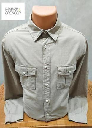 Стильная хлопковая рубашка уникального британского бренда marks &amp; spencer