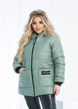 Женское зимняя длинная куртка плащевка на синтепоне 200 размеры батал2 фото