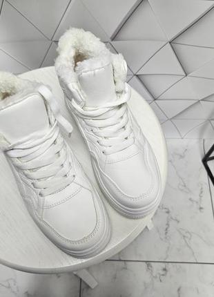 Ботинки кроссовки зимние форсы белые на меху4 фото