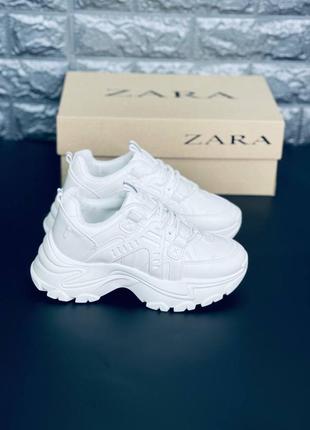 Zara кроссовки белые женские на высокой подошве размеры 36-418 фото