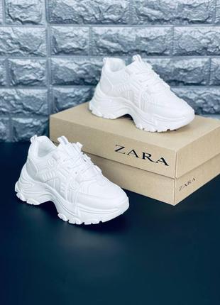 Zara кроссовки белые женские на высокой подошве размеры 36-414 фото
