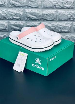 Женские шлепанцы crocs белые шлепанцы кроксы3 фото