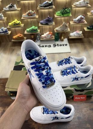 Кроссовки bape sta white blue2 фото