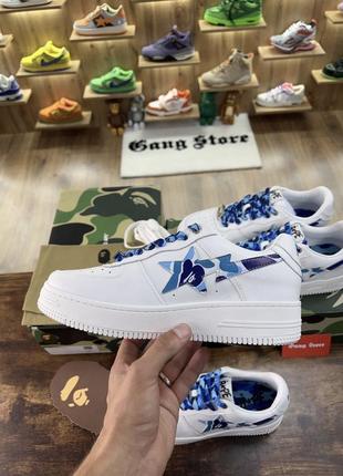 Кроссовки bape sta white blue4 фото