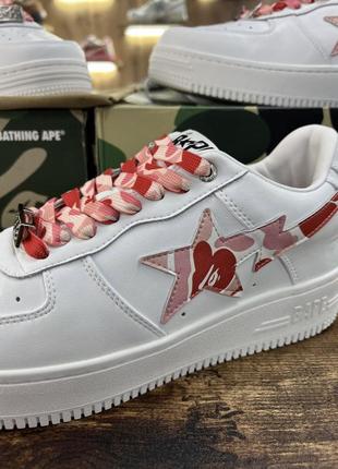 Кроссовки bape sta low white pink2 фото