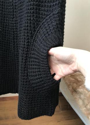 Вязаный теплый туника свитер с воротником6 фото