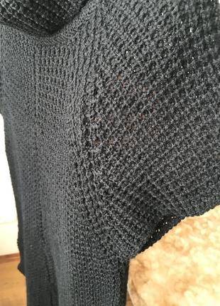 Вязаный теплый туника свитер с воротником7 фото