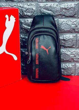 Чоловіча сумка через плече puma бананка чорного кольору пума1 фото