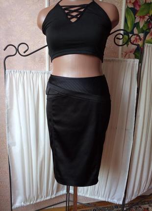 Красивая черная атласная юбка карандаш next.2 фото