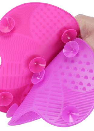 Силіконовий килимок для очищення косметичних пензлів (рожевий)5 фото