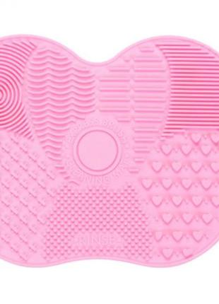 Силіконовий килимок для очищення косметичних пензлів (рожевий)
