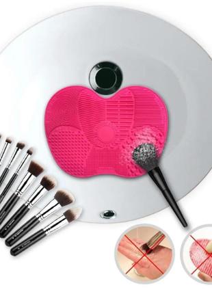 Силіконовий килимок для очищення косметичних пензлів (рожевий)4 фото