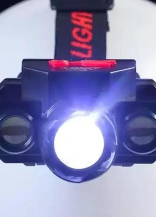 Налобний ліхтар світлодіодний bailong 1805bl-cob-xpe 18650 ліхтарик на голову, акумуляторний, 4 режими brw5 фото