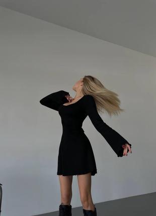 Коротка чорна сукня двостороння ангора3 фото