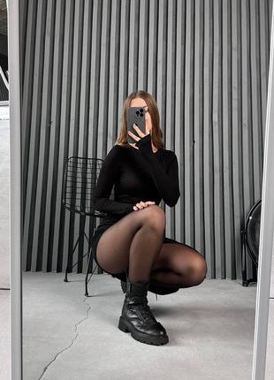 Силуэтное платье с длинными рукавами и разрезом на ноге 🔥9 фото