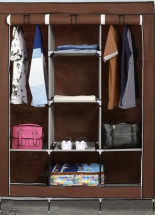 Складной каркасный тканевый шкаф storage wardrobe 88130, шкаф на три секции 130*45*1752 фото