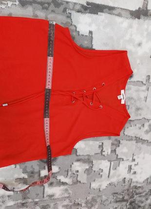Блузка без рукавов красная, сирень на завязке гофрированна3 фото