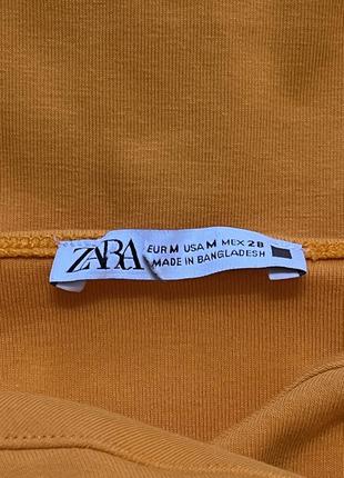 Zara платье мини оранжевое на бретелях со сборками по бокам р. m9 фото