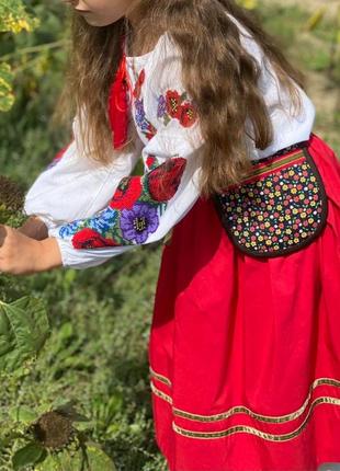 Красная юбка к вышиванке красная юбочка украинский национальный костюм3 фото