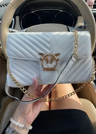 Женская сумка из эко-кожи в стиле pinko lady white пинко белая брендовая сумка через плечо6 фото