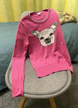 Яркий свитер gap из мериносовой шерсти с принтом собаки8 фото