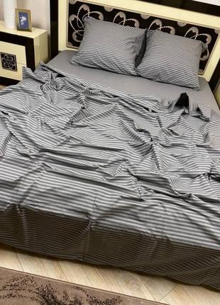 Комплект постельного белья серый в полоску, бязь-люкс3 фото