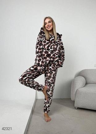 Женская пижама теплая с капюшоном 50-523 фото