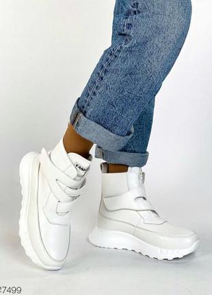 Распродажа натуральные кожаные демисезонные белые ботинки 38р.8 фото
