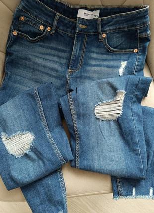 Джинси бойфренд бойфренди дирочки джинсики жіночі сині висока посадка талія9 фото
