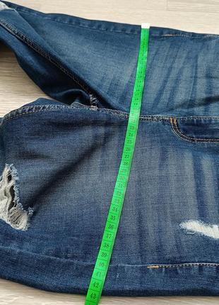 Джинси бойфренд бойфренди дирочки джинсики жіночі сині висока посадка талія6 фото