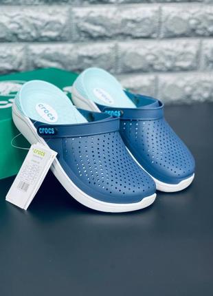 Мужские шлепанцы crocs синие шлепанцы кроксы
