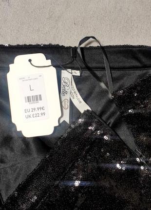 Красивые черные блестящие праздничные вечерние короткие шорты в паетки паетках new look belle5 фото