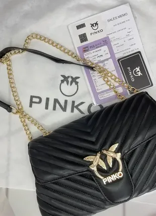 Жіноча сумка з еко-шкіри у стилі pinko lady чорна black пінко молодіжна7 фото