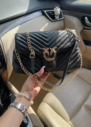 Женская сумка из эко-кожи в стиле pinko lady черная black пинко молодежная3 фото
