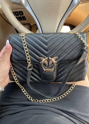 Жіноча сумка з еко-шкіри у стилі pinko lady чорна black пінко молодіжна1 фото