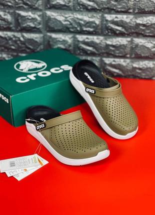 Мужские шлепанцы crocs зелёные шлепанцы кроксы
