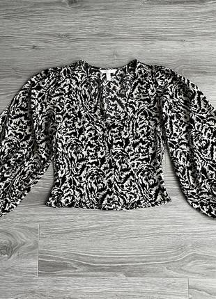 Блуза блузка рубашка кофточка h&amp;m xs s с вырезом объемным рукавом1 фото