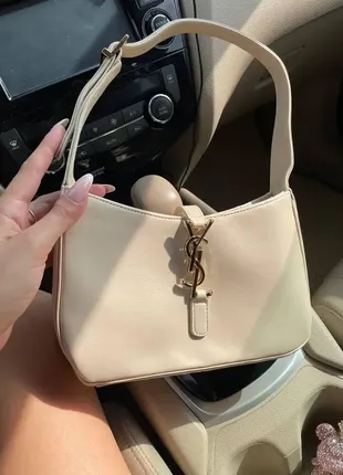 Женская сумка клатч в стиле ysl hobo beige юсл бежевая маленькая  сумочка ив сен лоран