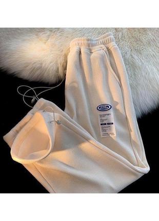 Карго брюки вафелька на флисе теплые брюки карго кюлоты карманы спортивные высокая посадка резинки манжеты брюки джоггеры оверсайз2 фото