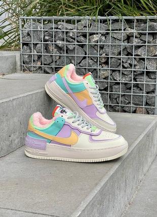 Кросівки зимові хутро nike air force 1 shadow pale ivory fur