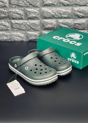 Мужские шлепанцы crocs зелёные шлепанцы кроксы