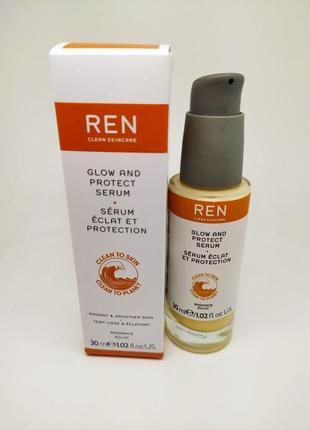 Сироватка для сяйва та захисту шкіри обличчя ren glow & protect serum radiance glow and protect serum