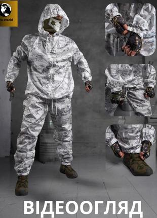 Армейский зимний маскировочный костюм, маскхалат дождевик клякс зимний, масхалат костюм маскировочный