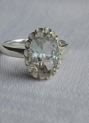 Срібний перстень кільце з топазом натуральний камінь2 фото