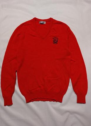 Светр vintage burberry golf club v-neck wool red sweater