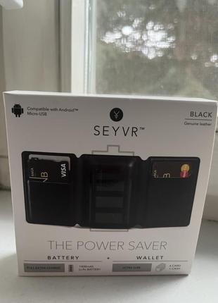 Портативний акумулятор гаманець seyvr power bank 1400mah black microusb6 фото