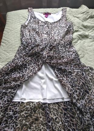Шифонова леопардова сукня ззаду довга4 фото