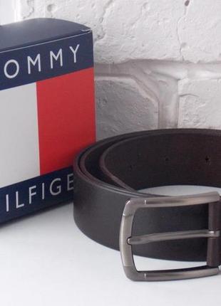 Кожаный мужской ремень для джинс коричневый tommy Womenr