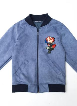 Бомбер для дівчинки, замшевий smiletime new look, сіро-блакитний