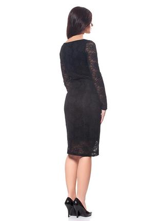 Черное кружевное женское платье приталенного силуэта2 фото